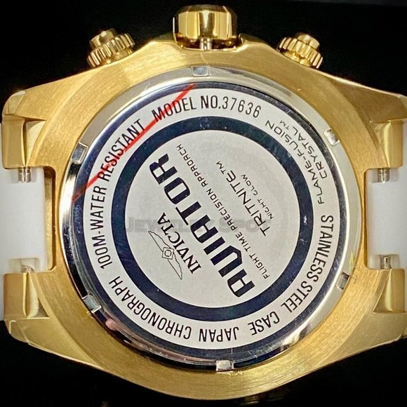 NEW Invicta Aviator 49MM Gold Dial Quartz Silicone Strap Watch - Picture 9 of 12